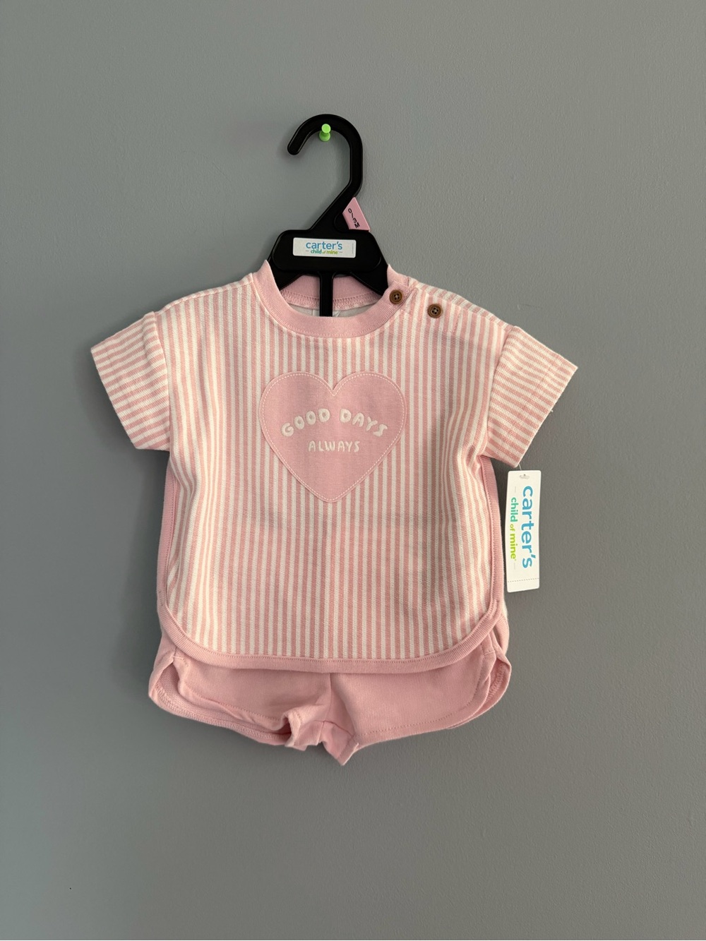 Carter’s Pink Striped Baby Two-Piece Set with Heart Applique